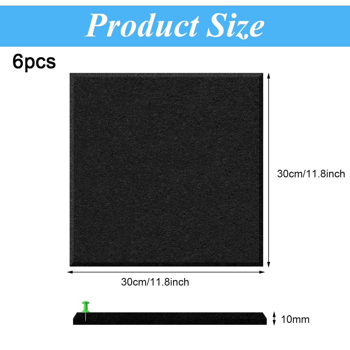 Climberty 6Pcs Black Felt Bulletin Board, 30x30cm Self-Adhesive Wall Boards with 50pcs Drawing Pins, Felt Message Board for Paste Notes, Photos, Schedules (Black) Climberty 6Pcs Black Felt Bulletin Board, 30x30cm Self-Adhesive Wall Boards with 50pcs Drawing Pins, Felt Message Board for Paste Notes, Photos, Schedules (Black)